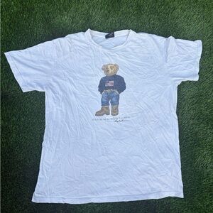 Vintage 90s Polo Ralph Lauren White Tee Bear Design